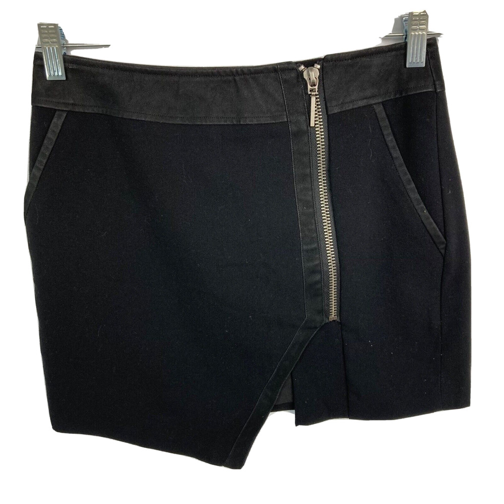Dolce Vita Skirt Womens Sz‎ S Black Mini Asymetrical Zipper Front Pockets